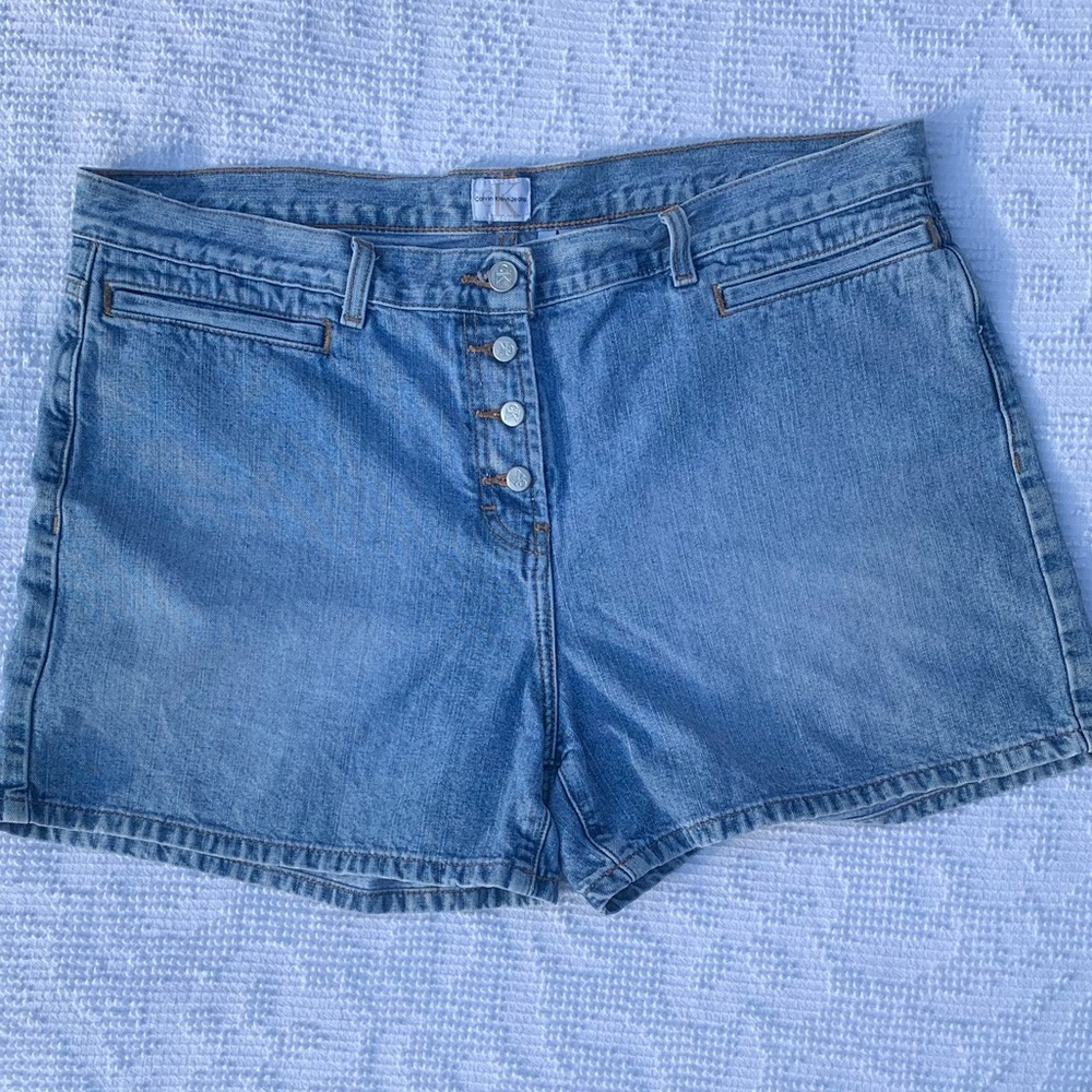 Calvin Klein Womens Button Fly Denim Shorts 16